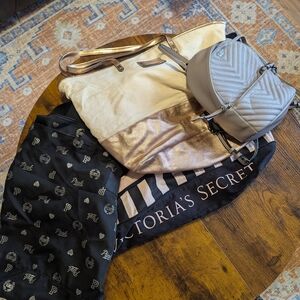 Victoria's Secret Gold and Cream Tote Bag